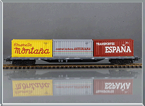 Vagón plataforme contenedores Tipo Rs MMQ - Renfe
